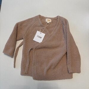 7AM Long Sleeve Wrap Top - Fuzzy | Pecan (12-18 months) Vegan Approved
